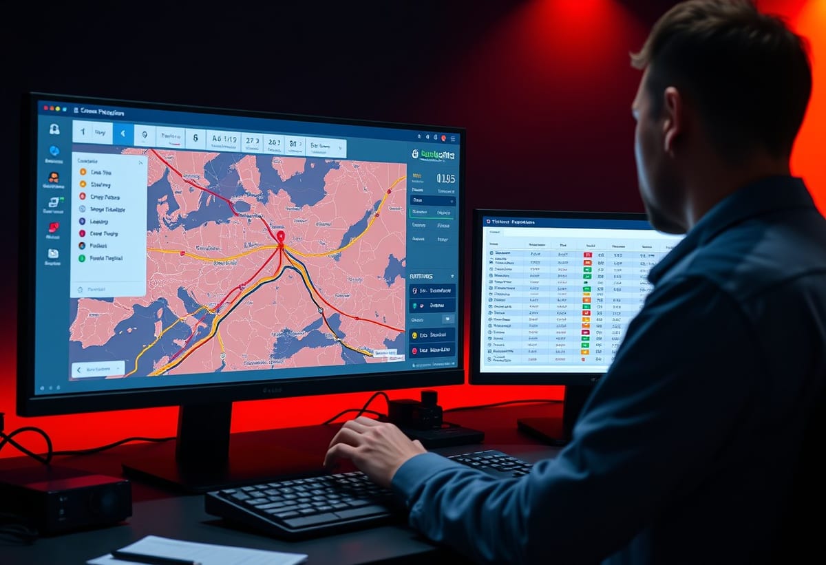 Logistics fleet with delivery vehicles and route planning